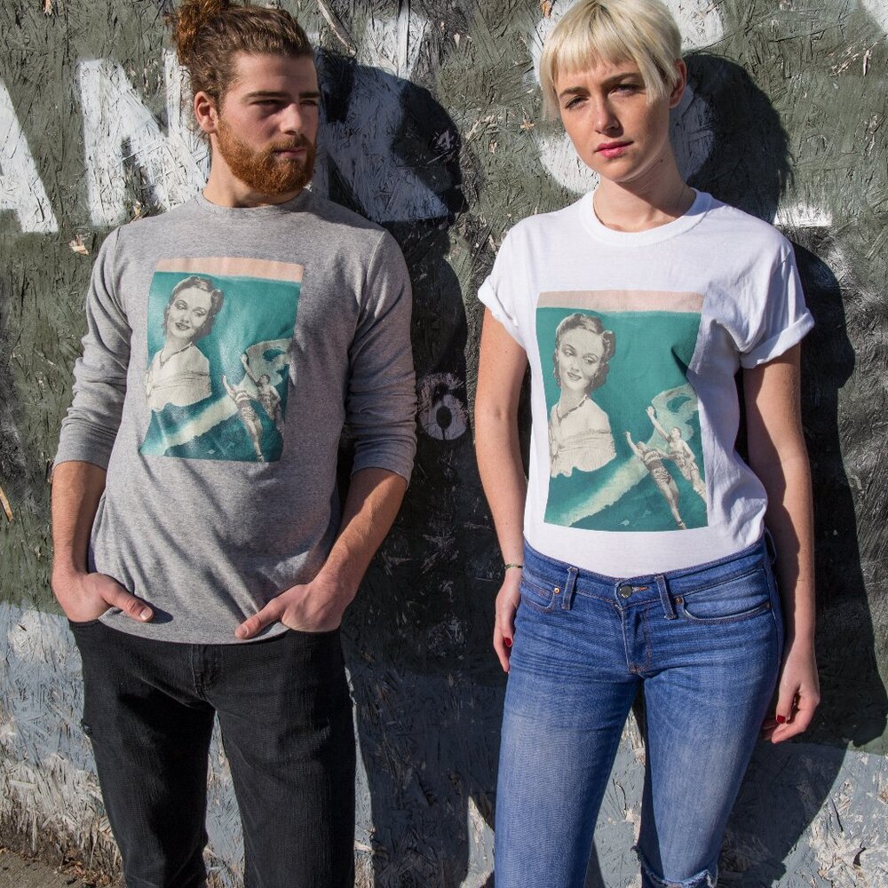 Wearable Collage Art Long Sleeve T-Shirt | NWT Handcrafted Print | Brooklyn NY
